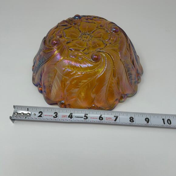 Vintage Carnival Glass Bowl Marigold Amber Iridescent Indiana Glass Collectors - Picture 9 of 10